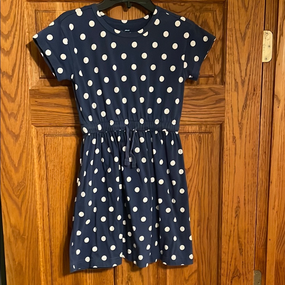 Primary Blue and White Casual Sundress with Crew Neck